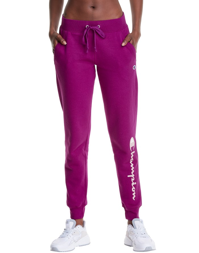 Champion Womens Joggers NZ - Powerblend Fleece Script Logo Purple ( 5236-SWVRK )